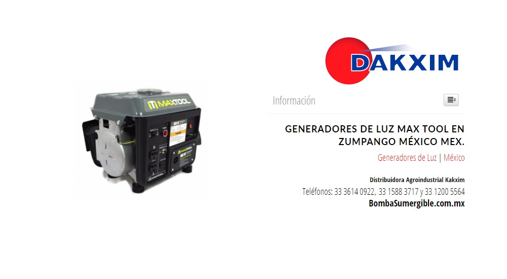 Generadores de Luz Max Tool en Zumpango México Mex.
