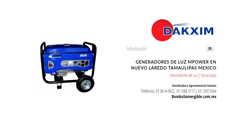 Generadores de Luz Mpower en Nuevo Laredo Tamaulipas Mexico