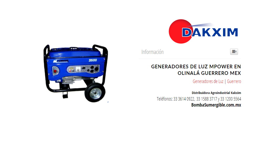 Generadores de Luz Mpower en Olinalá Guerrero Mex