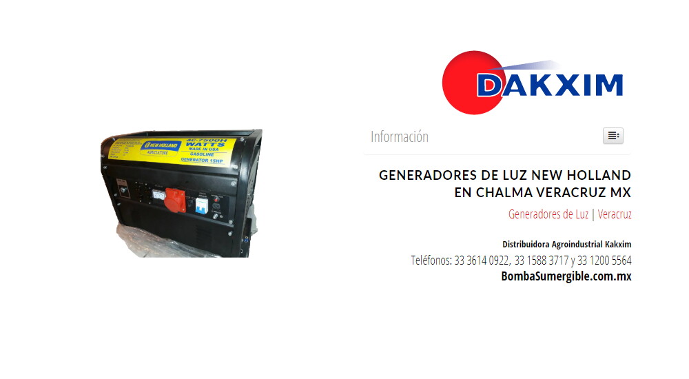 Generadores de Luz New Holland en Chalma Veracruz Mx
