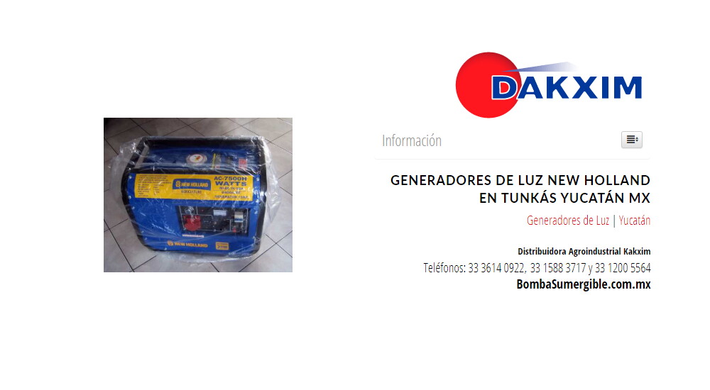 Generadores de Luz New Holland en Tunkás Yucatán MX