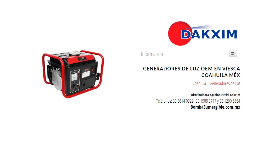 Generadores de Luz Oem en Viesca Coahuila Méx