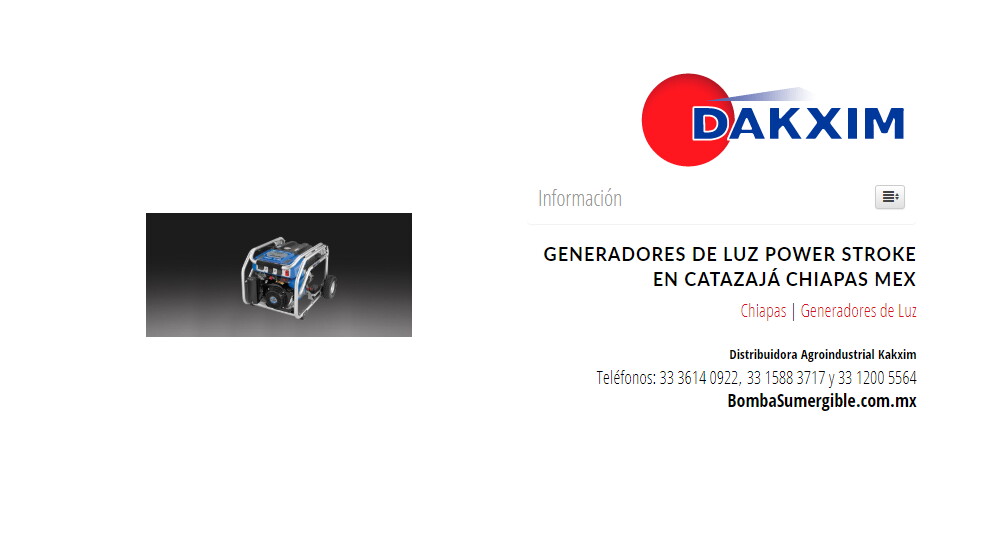 Generadores de Luz Power Stroke en Catazajá Chiapas Mex