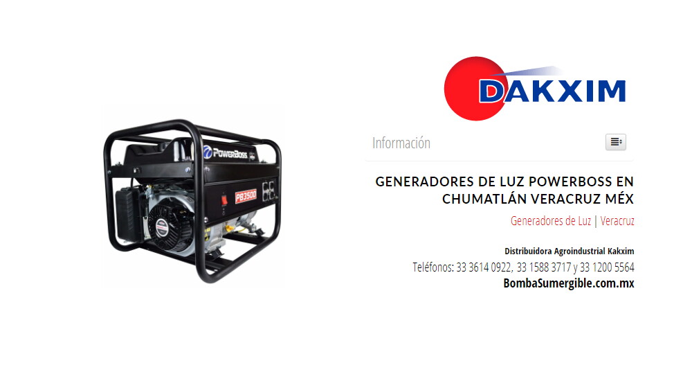 Generadores de Luz Powerboss en Chumatlán Veracruz Méx