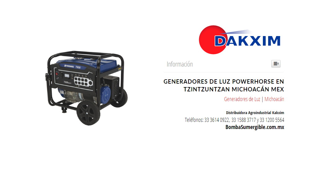 Generadores de Luz Powerhorse en Tzintzuntzan Michoacán Mex