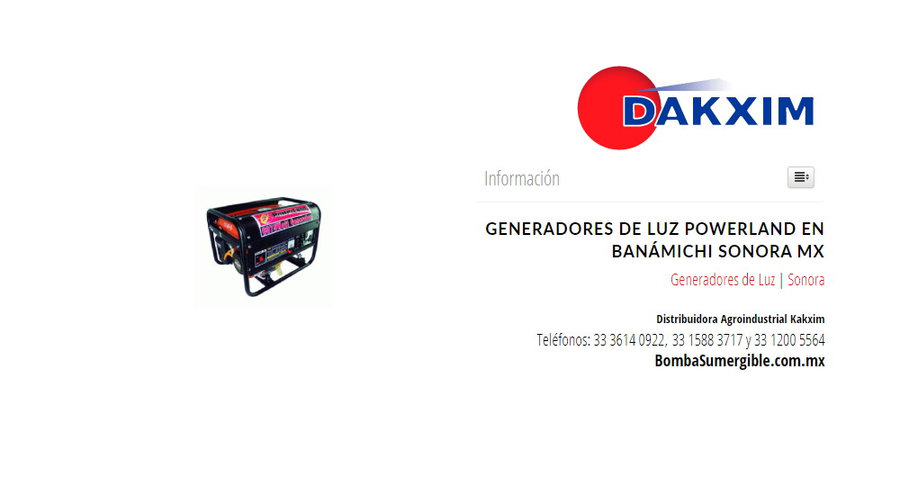 Generadores de Luz Powerland en Banámichi Sonora MX