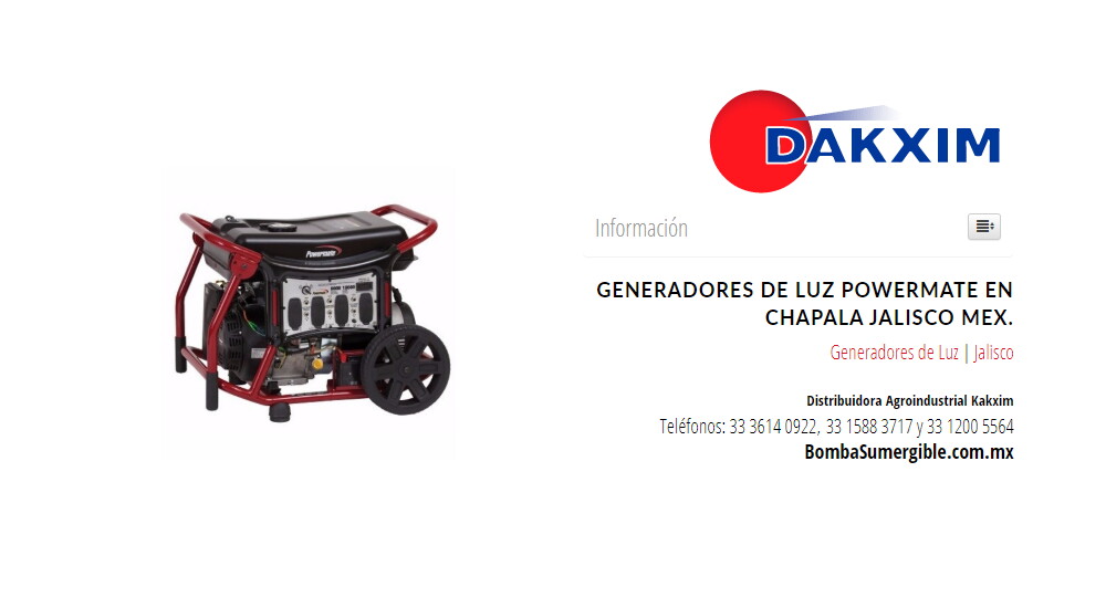 Generadores de Luz Powermate en Chapala Jalisco Mex.