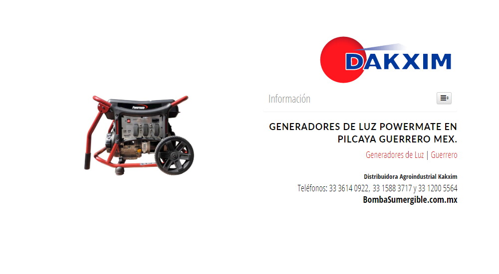 Generadores de Luz Powermate en Pilcaya Guerrero Mex.