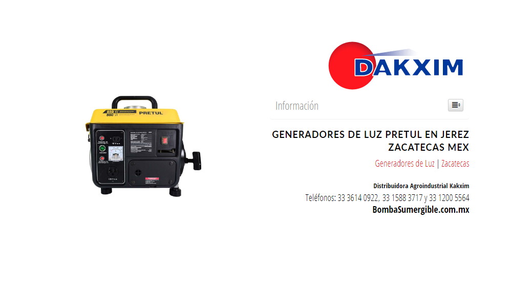 Generadores de Luz Pretul en Jerez Zacatecas Mex