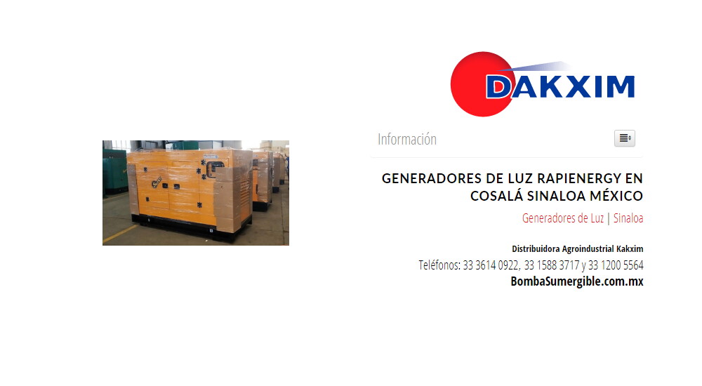Generadores de Luz Rapienergy en Cosalá Sinaloa México