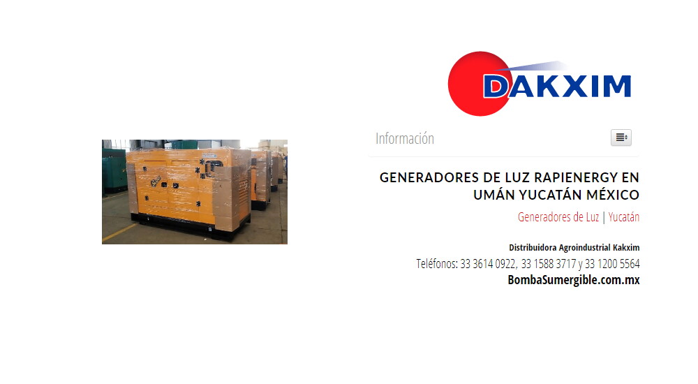 Generadores de Luz Rapienergy en Umán Yucatán México