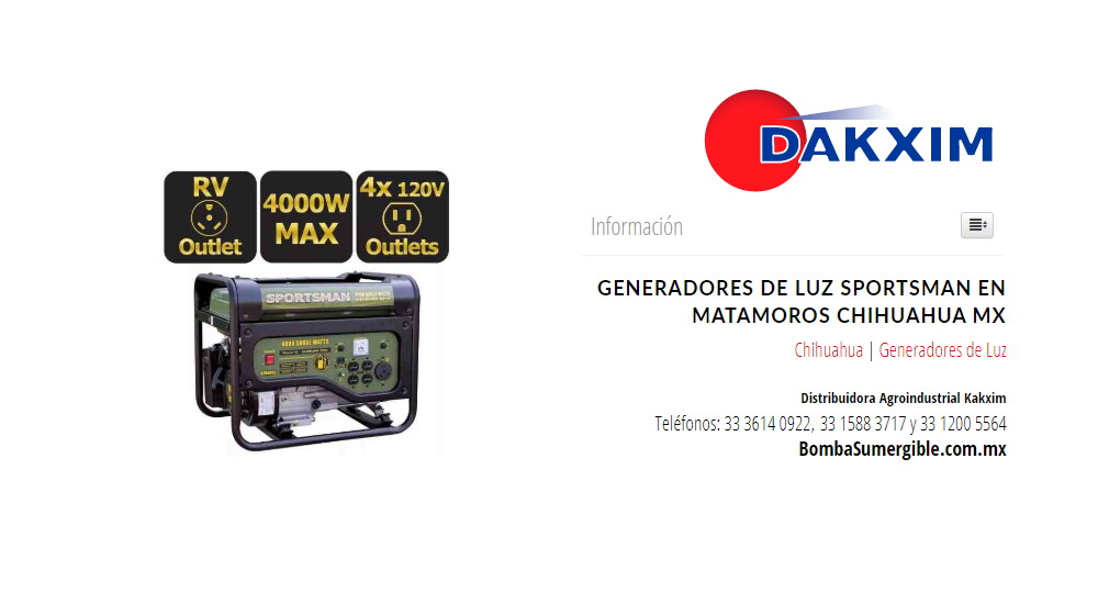 Generadores de Luz Sportsman en Matamoros Chihuahua Mx
