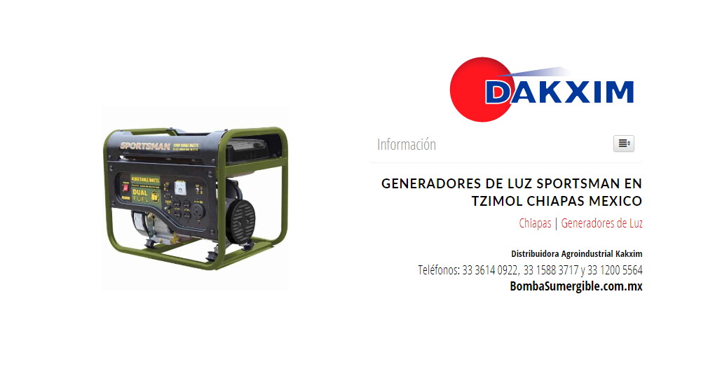 Generadores de Luz Sportsman en Tzimol Chiapas Mexico