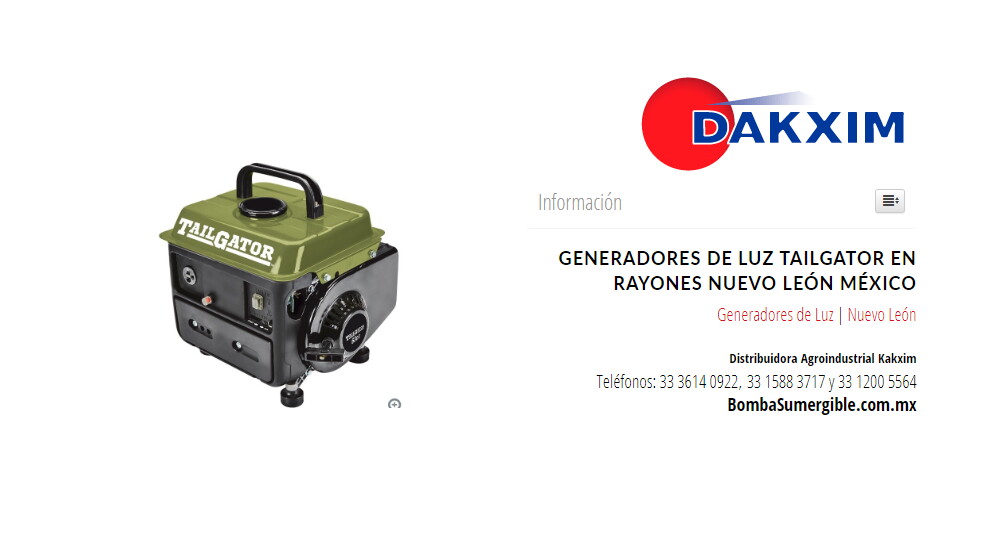 Generadores de Luz Tailgator en Rayones Nuevo León México