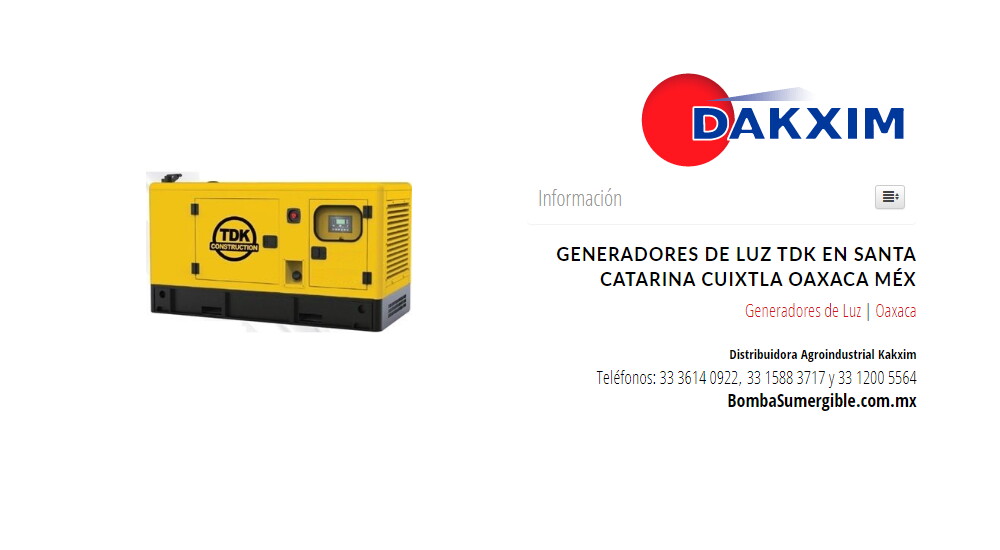 Generadores de Luz Tdk en Santa Catarina Cuixtla Oaxaca Méx