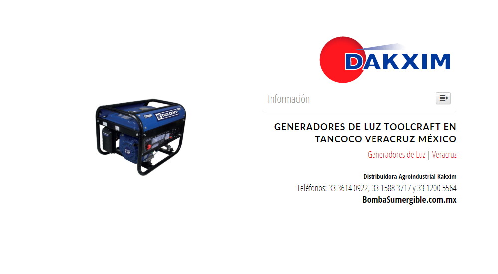 Generadores de Luz Toolcraft en Tancoco Veracruz México