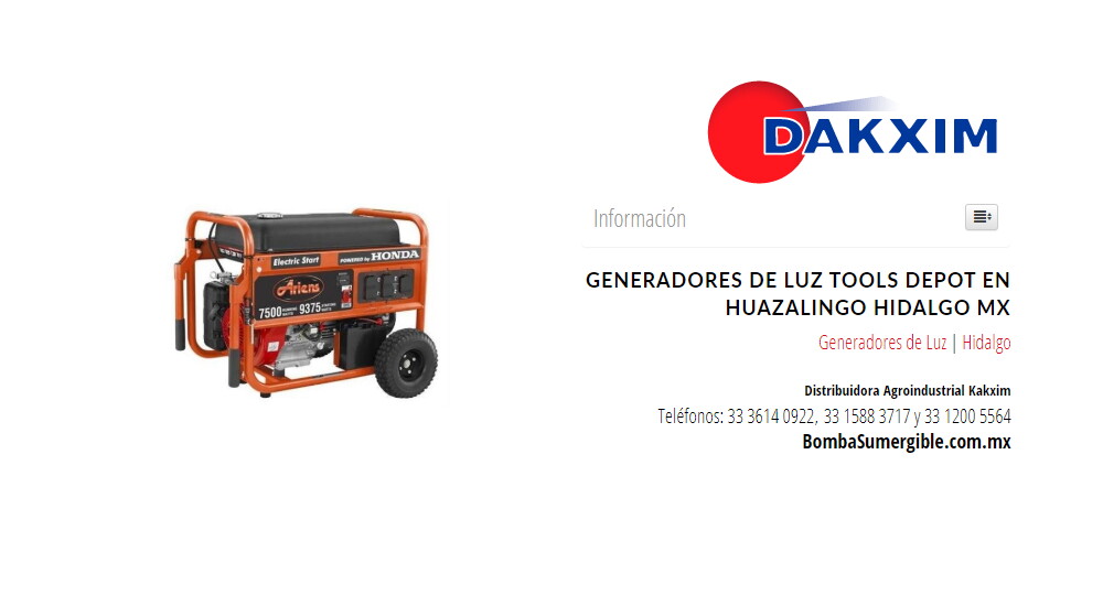Generadores de Luz Tools Depot en Huazalingo Hidalgo MX