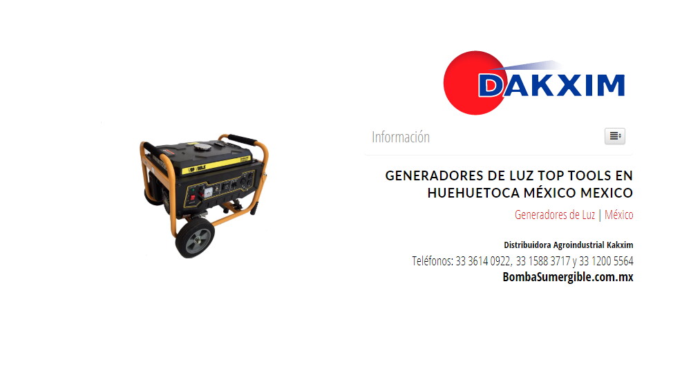 Generadores de Luz Top Tools en Huehuetoca México Mexico