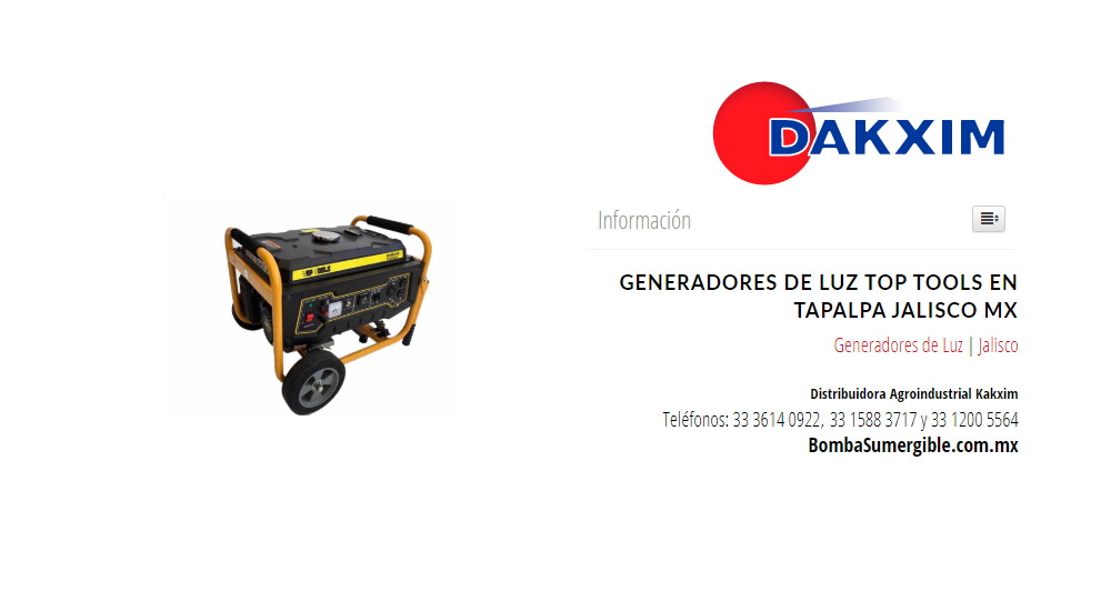 Generadores de Luz Top Tools en Tapalpa Jalisco MX