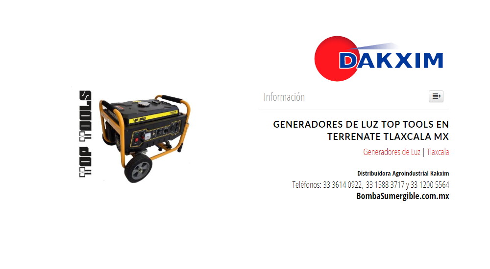 Generadores de Luz Top Tools en Terrenate Tlaxcala Mx