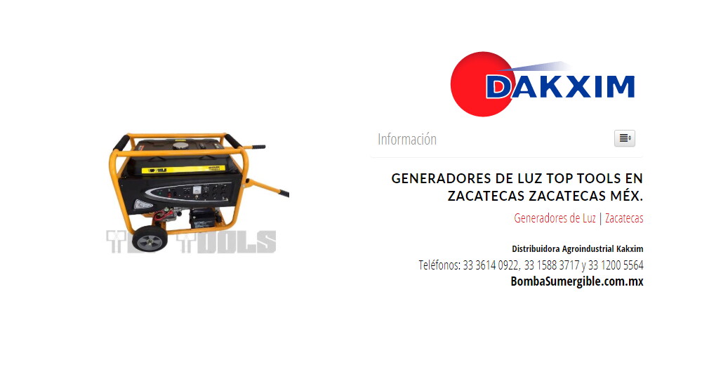 Generadores de Luz Top Tools en Zacatecas Zacatecas Méx.