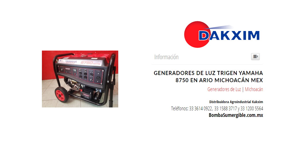 Generadores de Luz Trigen Yamaha 8750 en Ario Michoacán Mex