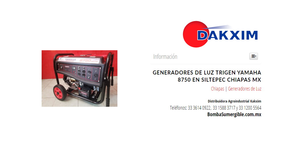 Generadores de Luz Trigen Yamaha 8750 en Siltepec Chiapas MX