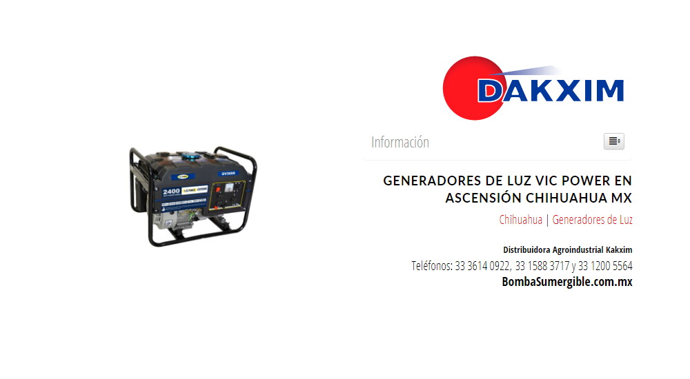 Generadores de Luz Vic Power en Ascensión Chihuahua MX