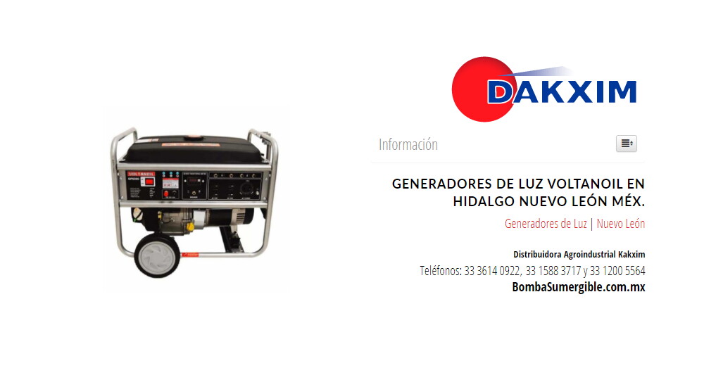 Generadores de Luz Voltanoil en Hidalgo Nuevo León Méx.