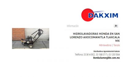 Hidrolavadoras Honda en San Lorenzo Axocomanitla Tlaxcala Mx