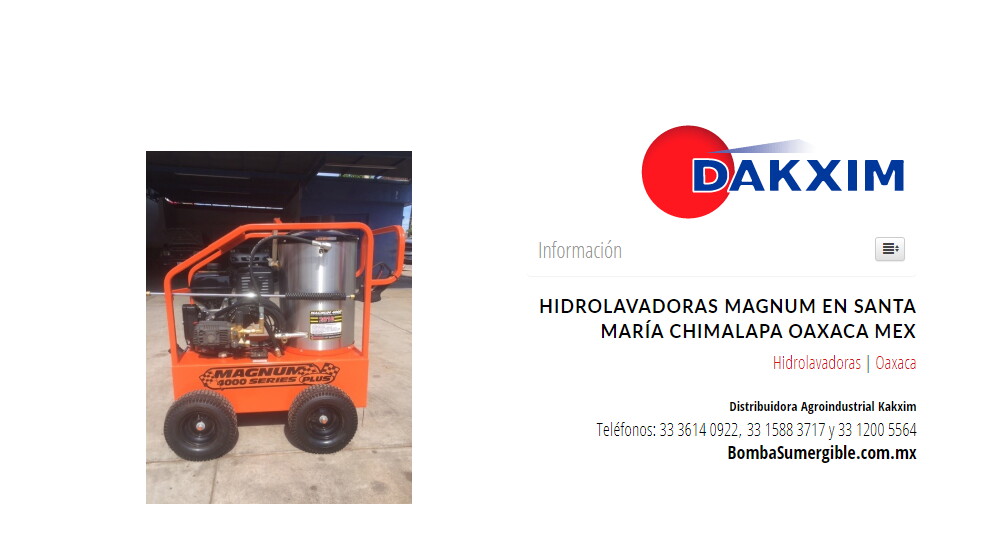 Hidrolavadoras Magnum en Santa María Chimalapa Oaxaca Mex