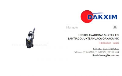 Hidrolavadoras Surtek en Santiago Juxtlahuaca Oaxaca Mx