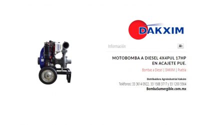 Motobomba A Diesel 4x4pul 17hp en Acajete Pue.
