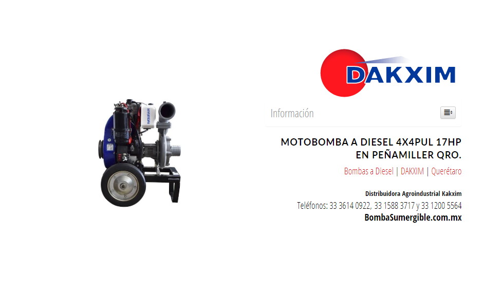 Motobomba A Diesel 4x4pul 17hp en Peñamiller Qro.