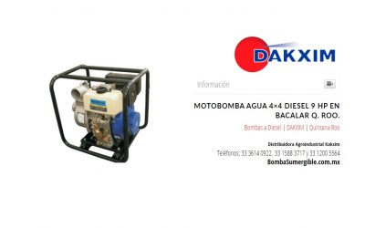 Motobomba Agua 4×4 Diesel 9 Hp en Bacalar Q. Roo.