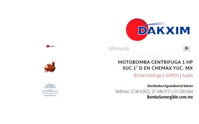 Motobomba Centrifuga 1 Hp Suc.1′ D en Chemax Yuc. MX