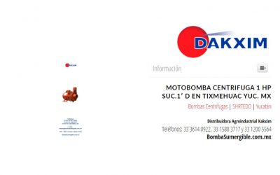 Motobomba Centrifuga 1 Hp Suc.1′ D en Tixmehuac Yuc. MX