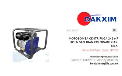Motobomba Centrifuga 2×2 6.7 Hp en San Juan Colorado Oax. Mex.