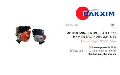 Motobomba Centrifuga 3 X 3 13 Hp M en Bacanora Son. Mex