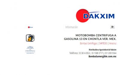 Motobomba Centrifuga A Gasolina 13 en Chontla Ver. Mex.