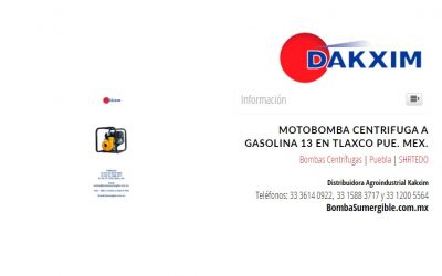 Motobomba Centrifuga A Gasolina 13 en Tlaxco Pue. Mex.