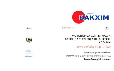 Motobomba Centrifuga A Gasolina 9. en Tula de Allende Hgo. MX