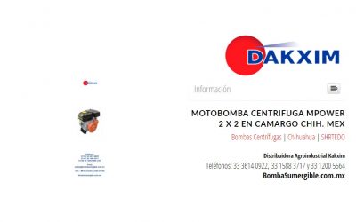 Motobomba Centrifuga Mpower 2 X 2 en Camargo Chih. Mex