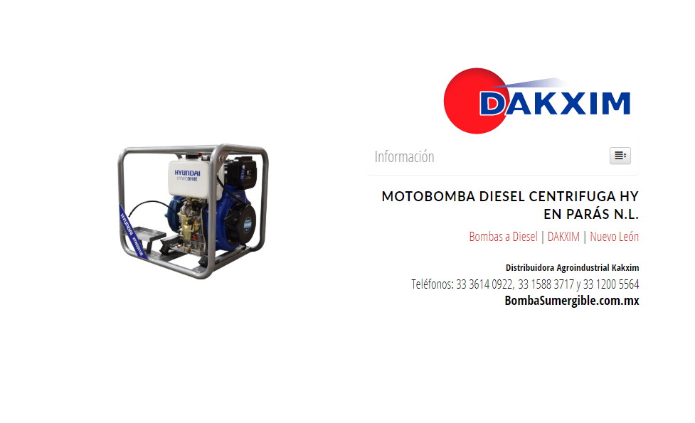 Motobomba Diesel Centrifuga Hy en Parás N.L.