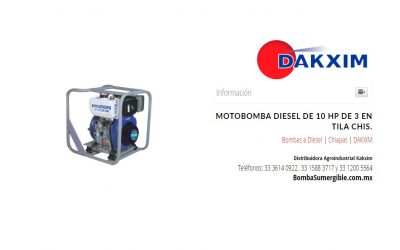 Motobomba Diesel De 10 Hp De 3 en Tila Chis.