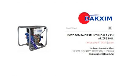 Motobomba Diesel  Hyundai 2 X en Arizpe Son.