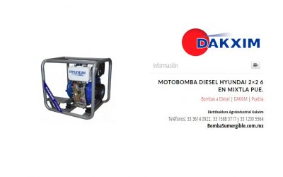 Motobomba Diesel Hyundai 2×2 6 en Mixtla Pue.