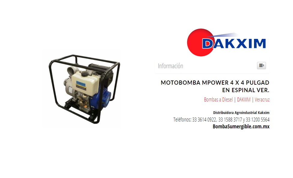 Motobomba  Mpower 4 X 4 Pulgad en Espinal Ver.