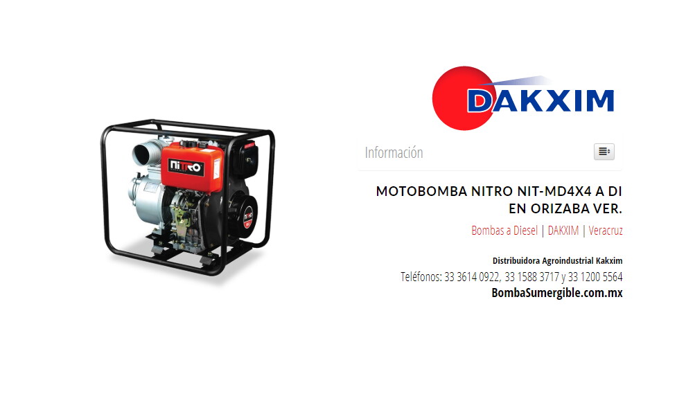 Motobomba Nitro Nit-md4x4 A Di en Orizaba Ver.