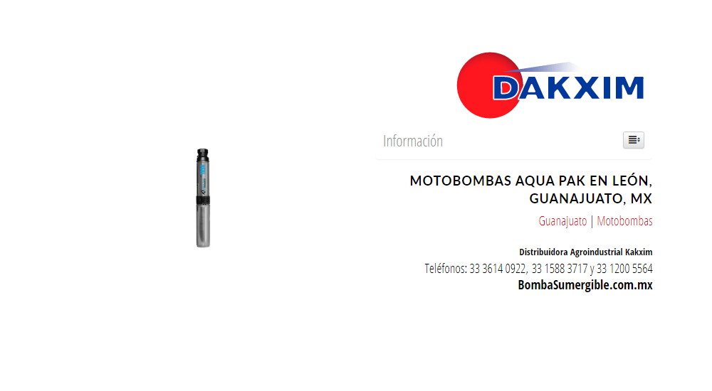 Motobombas Aqua Pak en León, Guanajuato, Mx